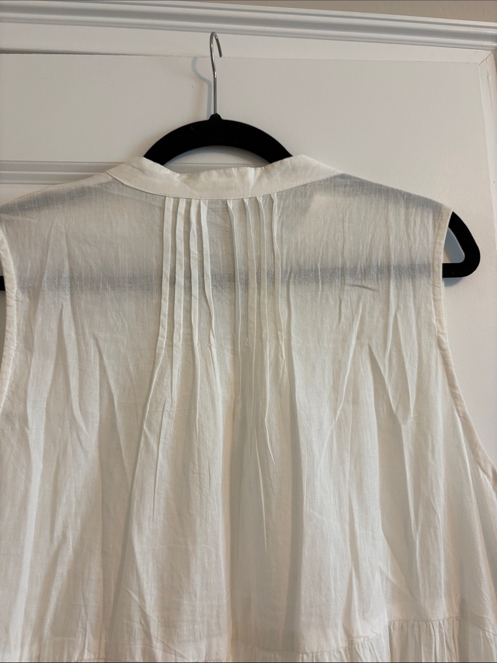 White Sleeveless Embroidered Cotton Dress - Picture 6 of 6